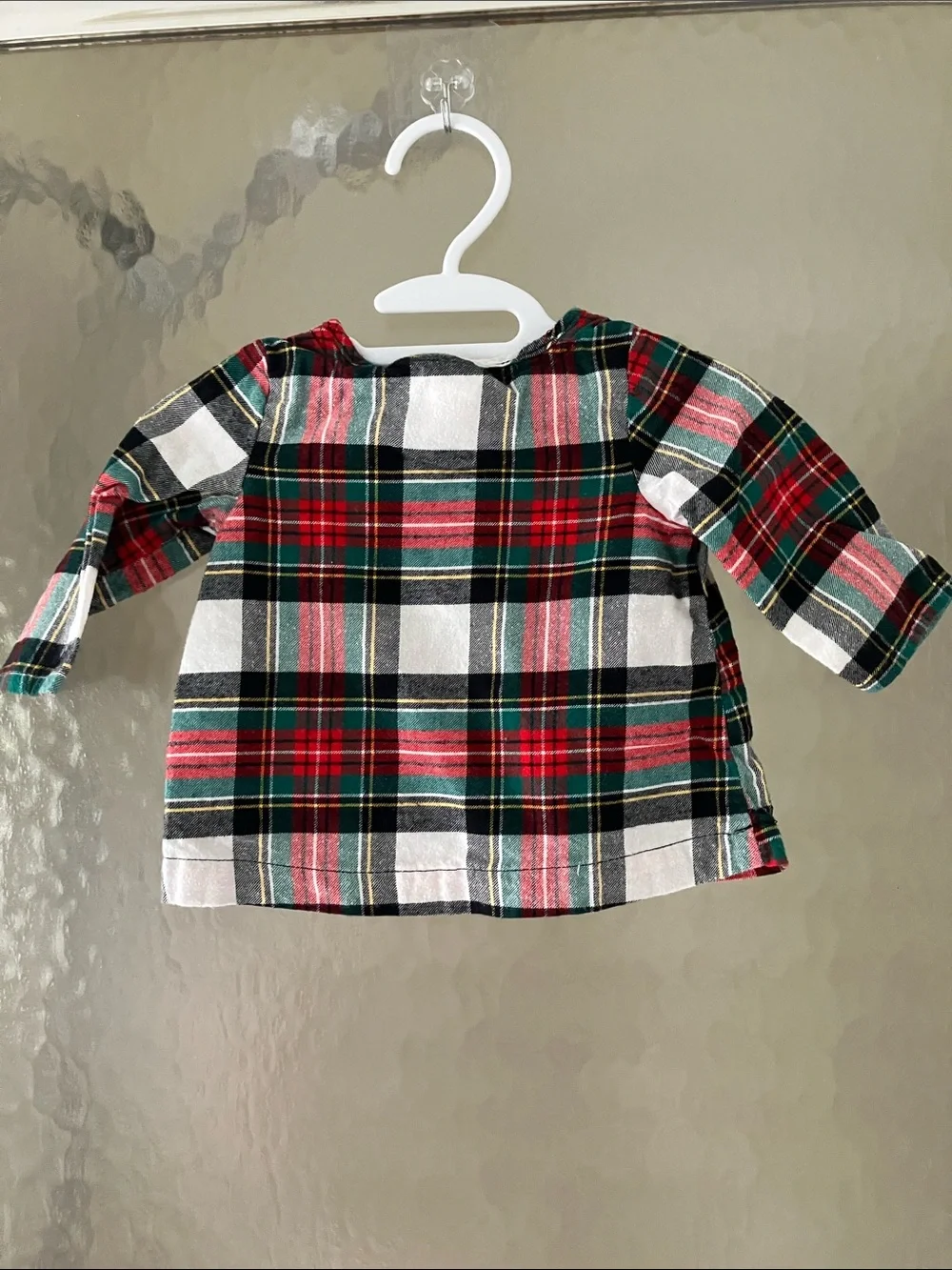 Carter's Girls 3M Red Green Plaid Button Flannel Henley Top - Christmas